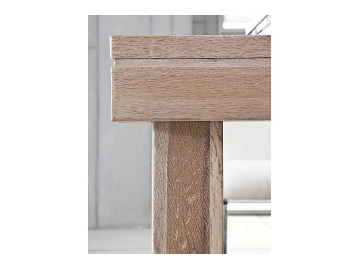 Table à manger rectangulaire en chêne chaulé laqué - L.220 x H.76 x P.100 cm