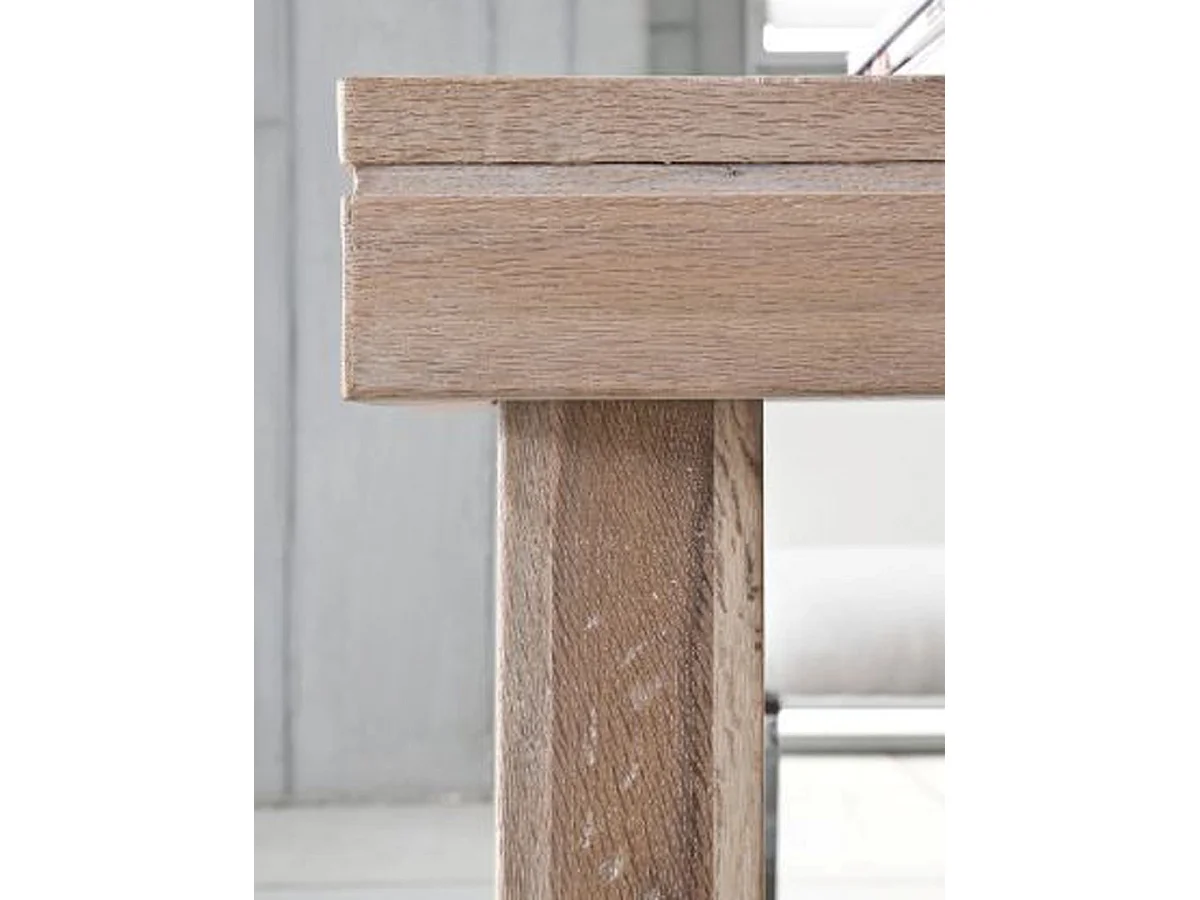 Table à manger rectangulaire en chêne chaulé laqué - L.220 x H.76 x P.100 cm