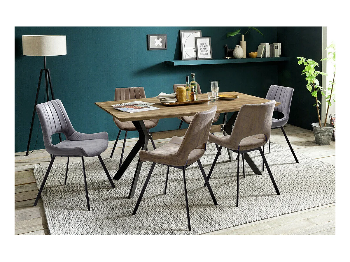 Table à manger rectangulaire finition chêne sauvage - L.180 x H.76 x P.90 cm