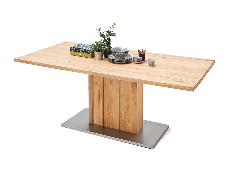 Table à manger en chêne massif huilé avec bord droit - L.220 x H.77 x P.100 cm