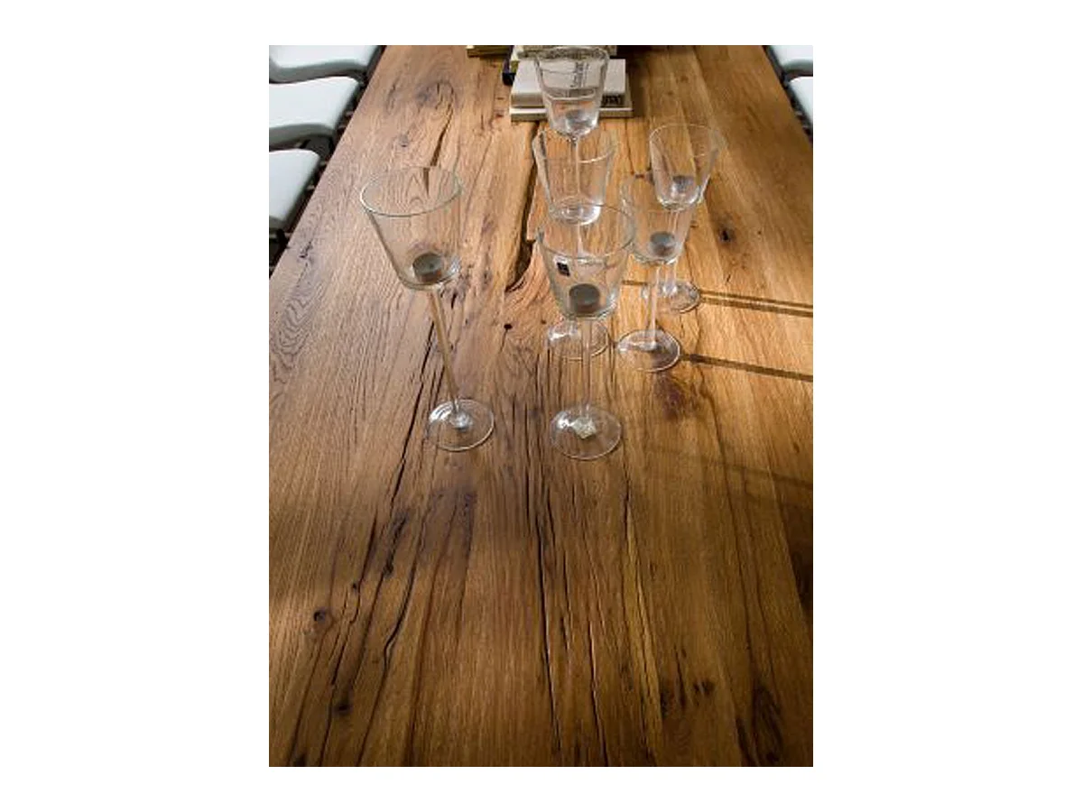 Table à manger rectangulaire en chêne bassano laqué - L.260 x H.76 x P.100 cm