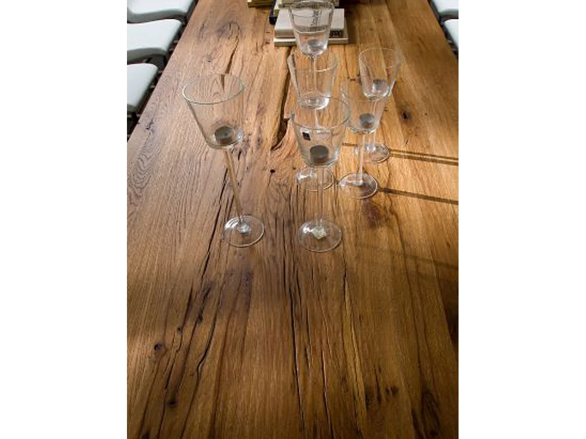 Table à manger rectangulaire en chêne bassano laqué - L.260 x H.76 x P.100 cm