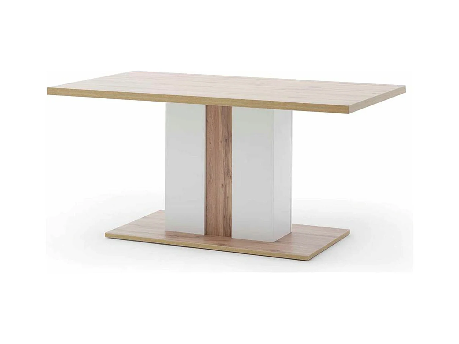 Table à manger en bois coloris blanc/chêne wotan - L.160 x H.77 x P.90 cm