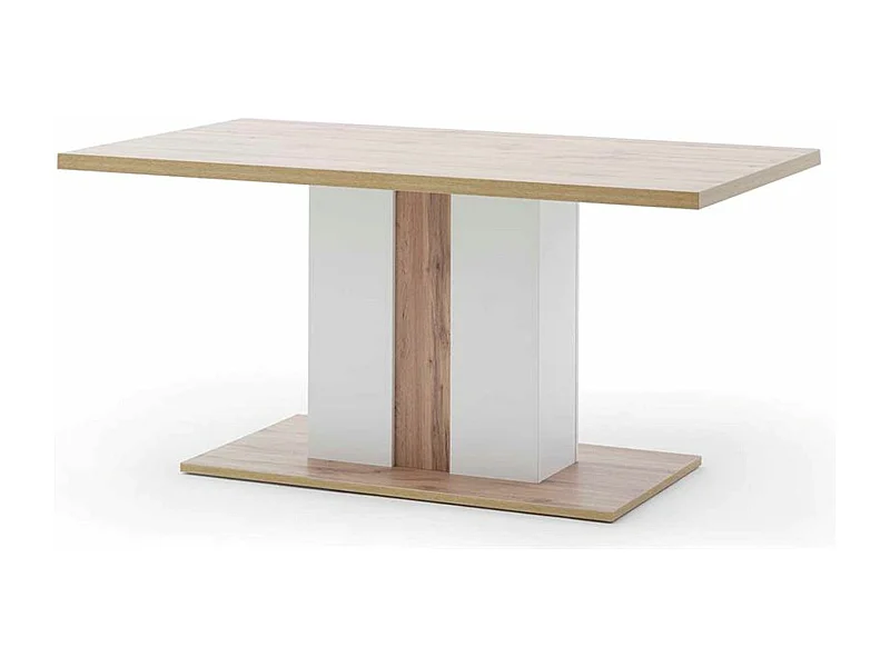 Table à manger en bois coloris blanc/chêne wotan - L.160 x H.77 x P.90 cm