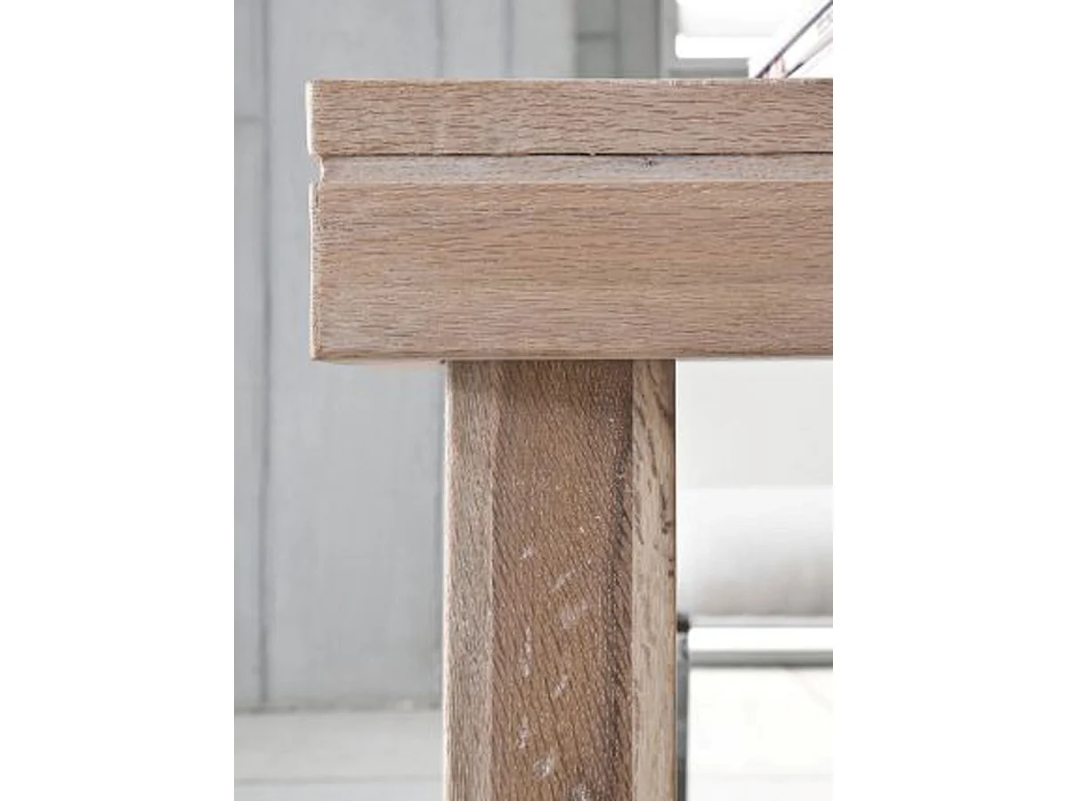 Table à manger rectangulaire en chêne chaulé laqué - L.180 x H.76 x P.90 cm