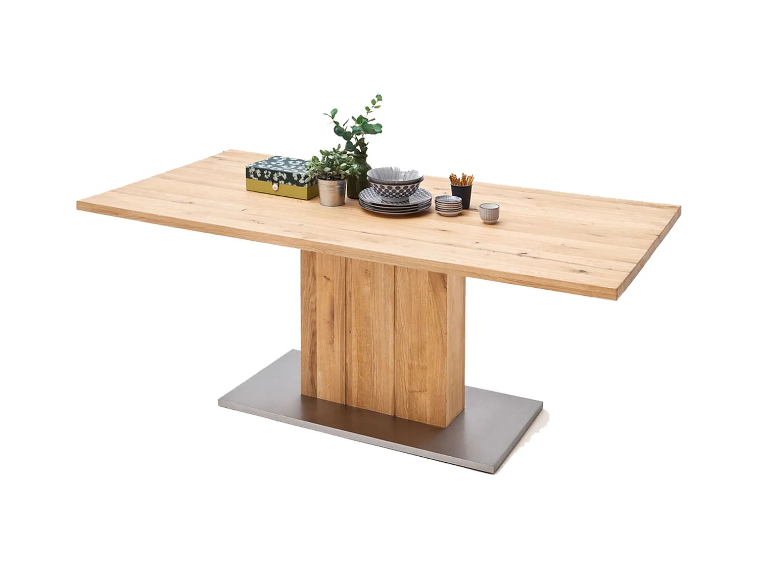 Table à manger en chêne massif huilé avec bord droit - L180 x H77 x P90 cm