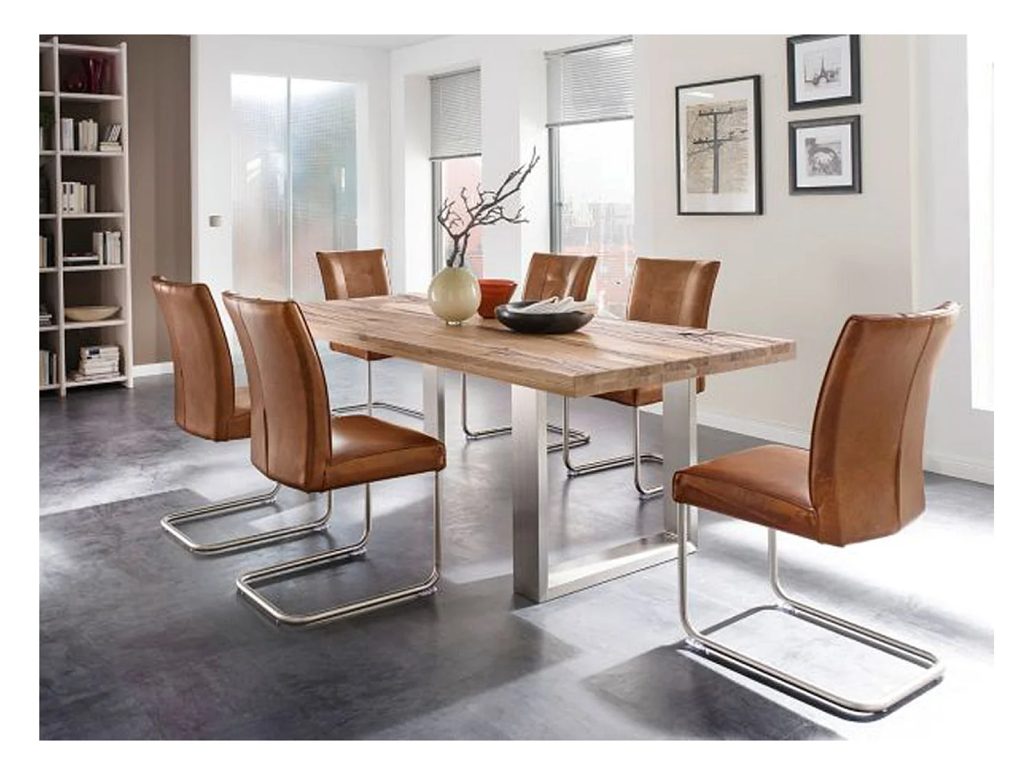 Table à manger en chêne sauvage, laqué mat massif - L.260 x H.76 x P.100 cm