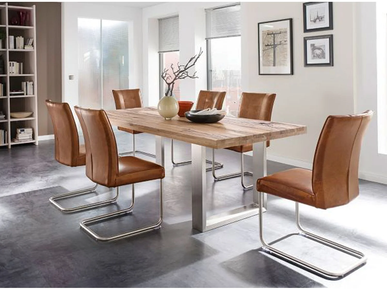 Table à manger en chêne sauvage, laqué mat massif - L.260 x H.76 x P.100 cm