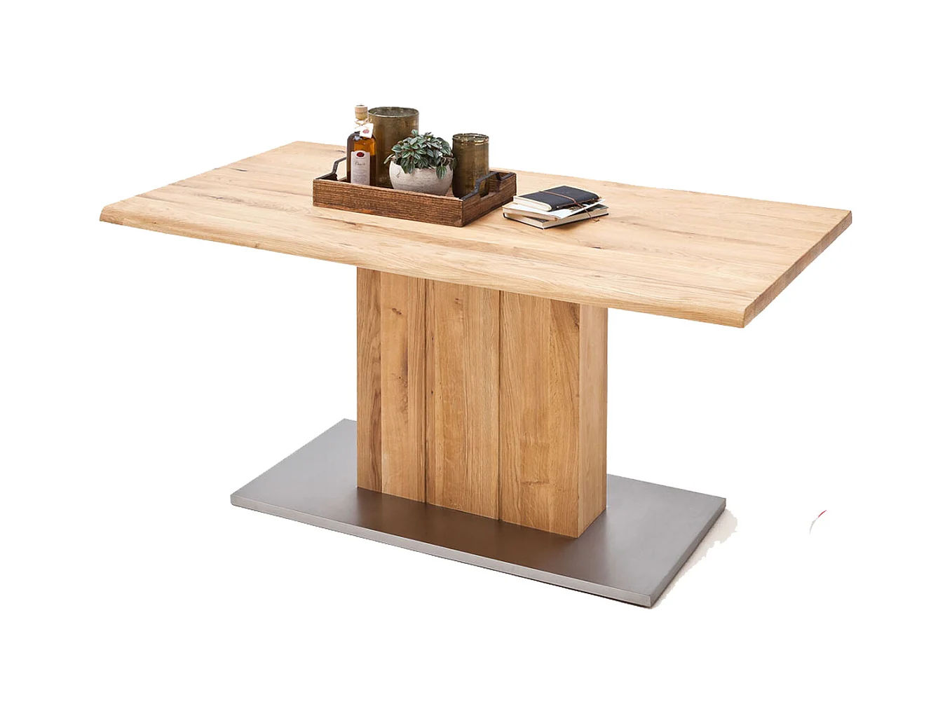 Table à manger en chêne massif huilé bord d'arbre - L220 x H77 x P100 cm
