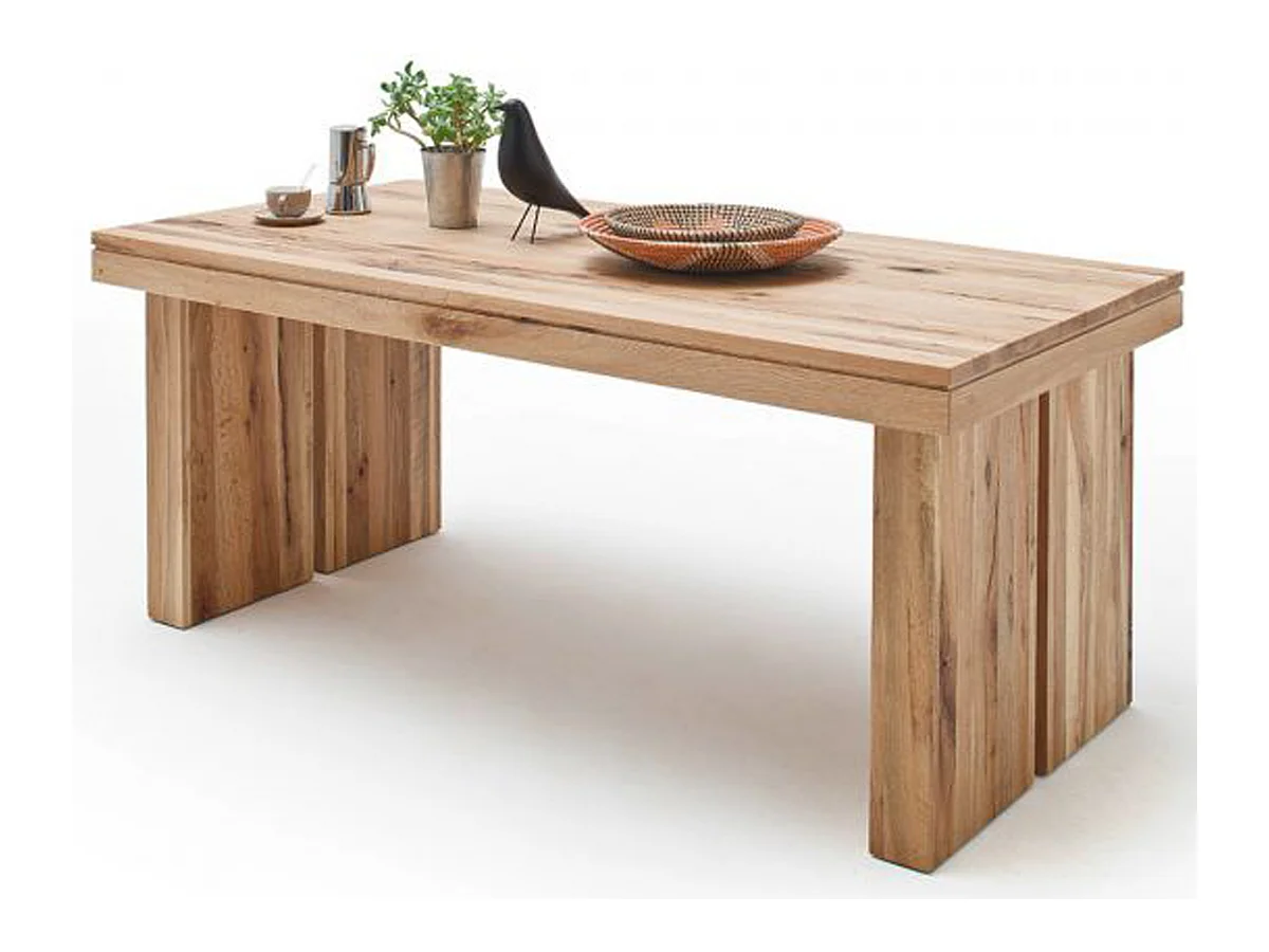 Table à manger rectangulaire en chêne sauvage laqué mat massif - L.180 x H.76 x P.90 cm