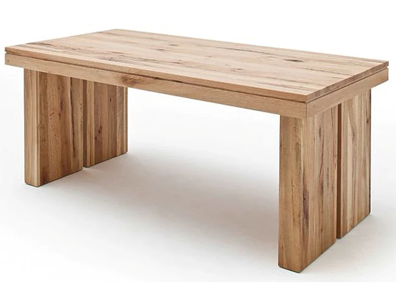 Table à manger rectangulaire en chêne sauvage laqué mat massif - L.180 x H.76 x P.90 cm