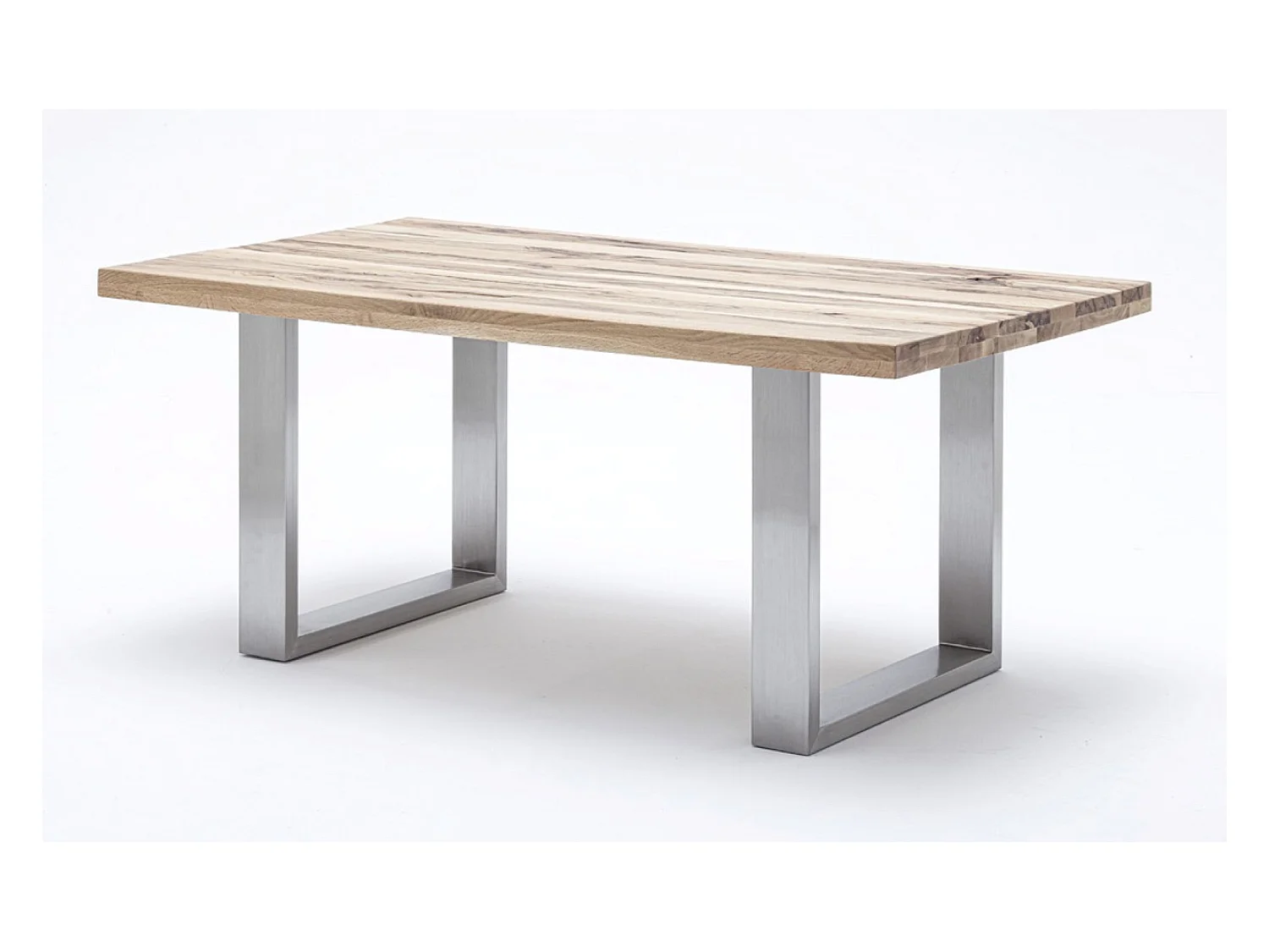 Table à manger, table de repas coloris chêne blanchis , pieds en acier inoxydable - Longueur 200 x Hauteur 76 x Profondeur 100 cm