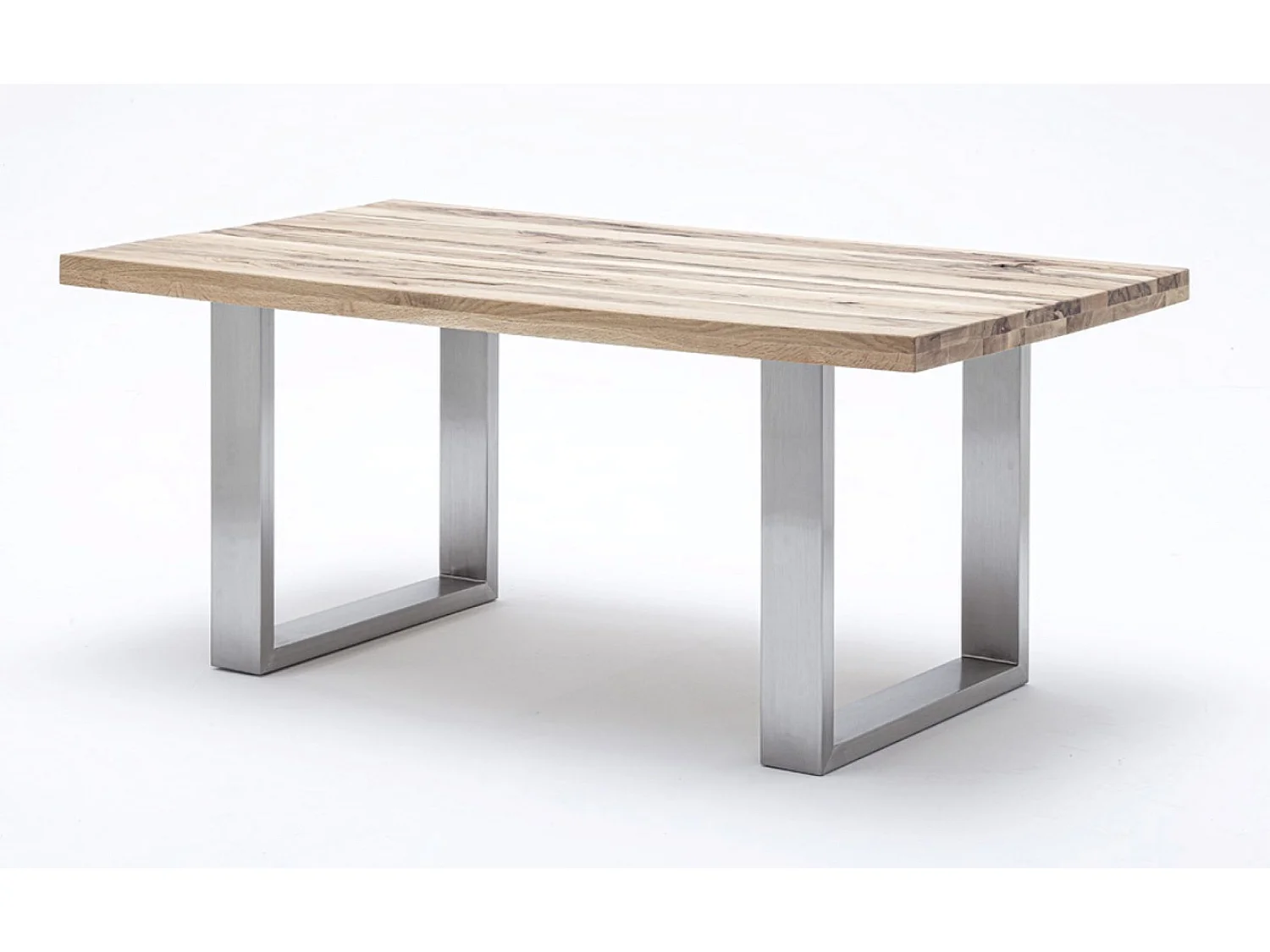 Table à manger, table de repas coloris chêne blanchis , pieds en acier inoxydable - Longueur 200 x Hauteur 76 x Profondeur 100 cm