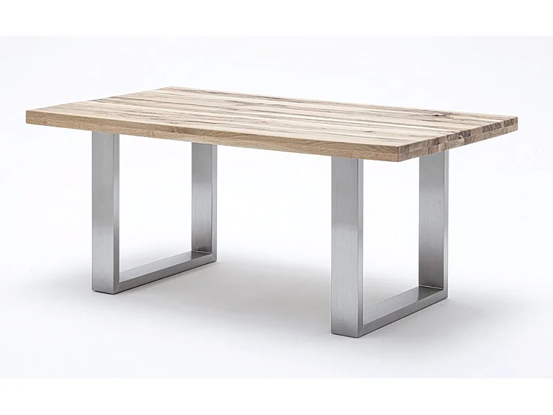 Table à manger, table de repas coloris chêne blanchis , pieds en acier inoxydable - Longueur 200 x Hauteur 76 x Profondeur 100 cm