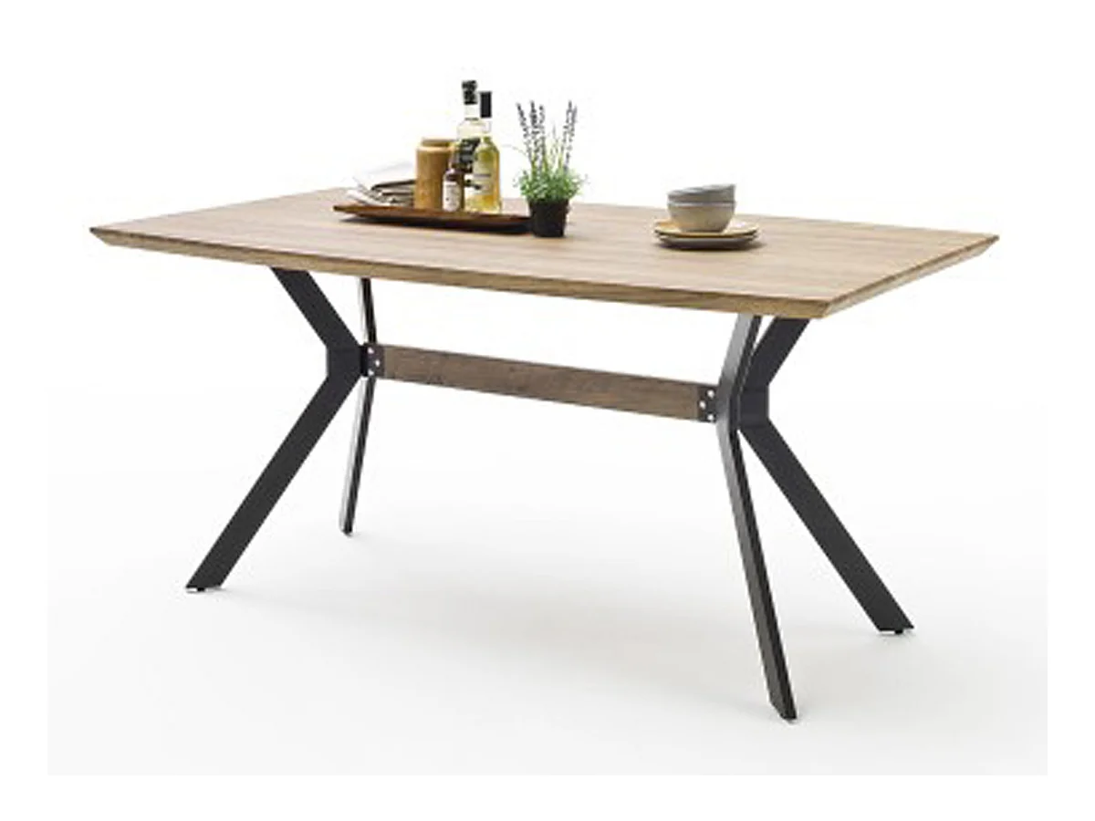 Table à manger rectangulaire finition chêne sauvage - L.160 x H.76 x P.90 cm