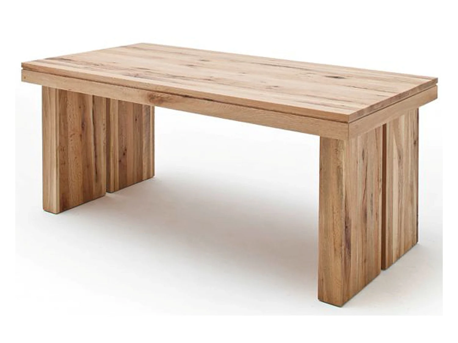 Table à manger rectangulaire en chêne sauvage laqué mat massif - L.220 x H.76 x P.100 cm