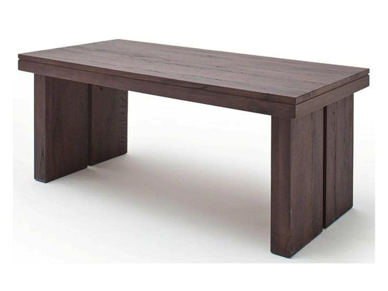 Table à manger rectangulaire en chêne massif patiné laqué mat - L.260 x H.76 x P.100 cm