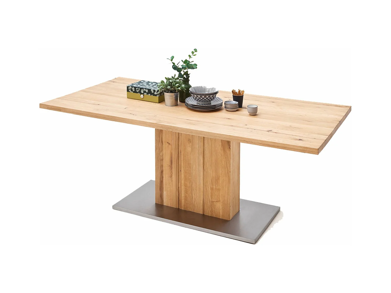 Table à manger en chêne massif huilé avec bord droit - L160 x H77 x P90 cm