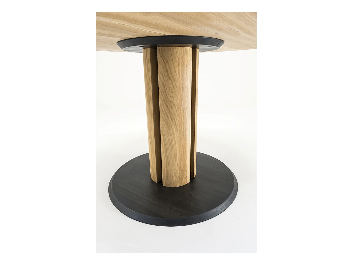 Table de salle à manger ronde en bois de chêne sauvage, noir mat - diamètre 120 x hauteur 76 cm