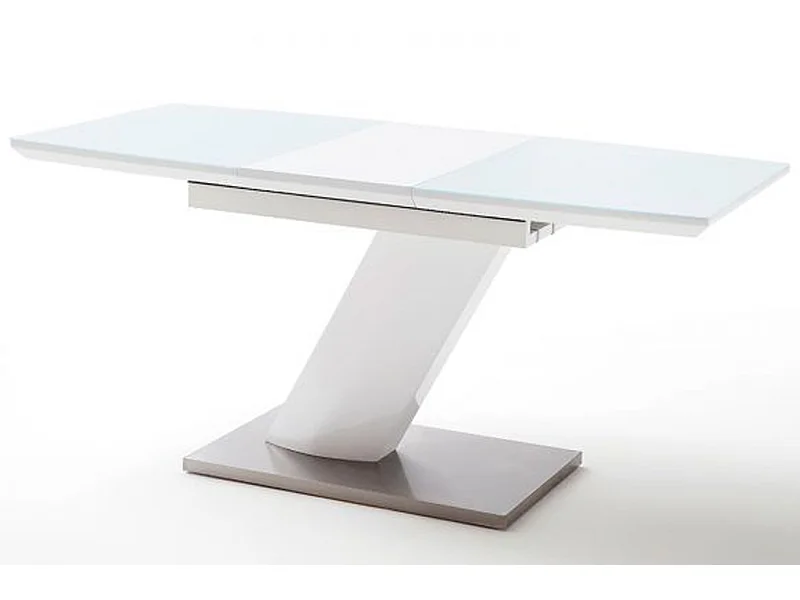 Table extensible design coloris blanc brillant - L.140-180 x H.76 x P.80 cm