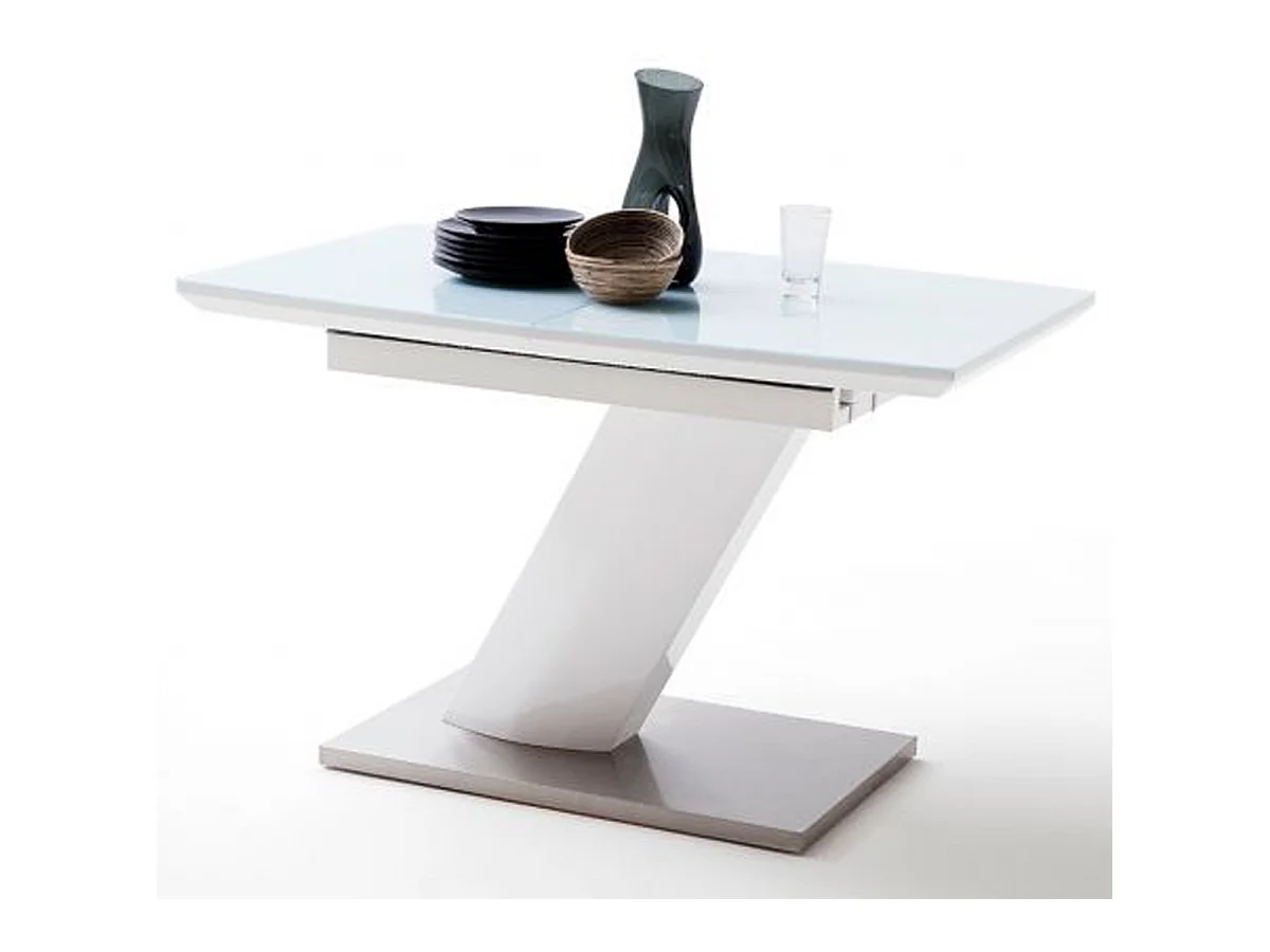 Table extensible design coloris blanc brillant - L.140-180 x H.76 x P.80 cm