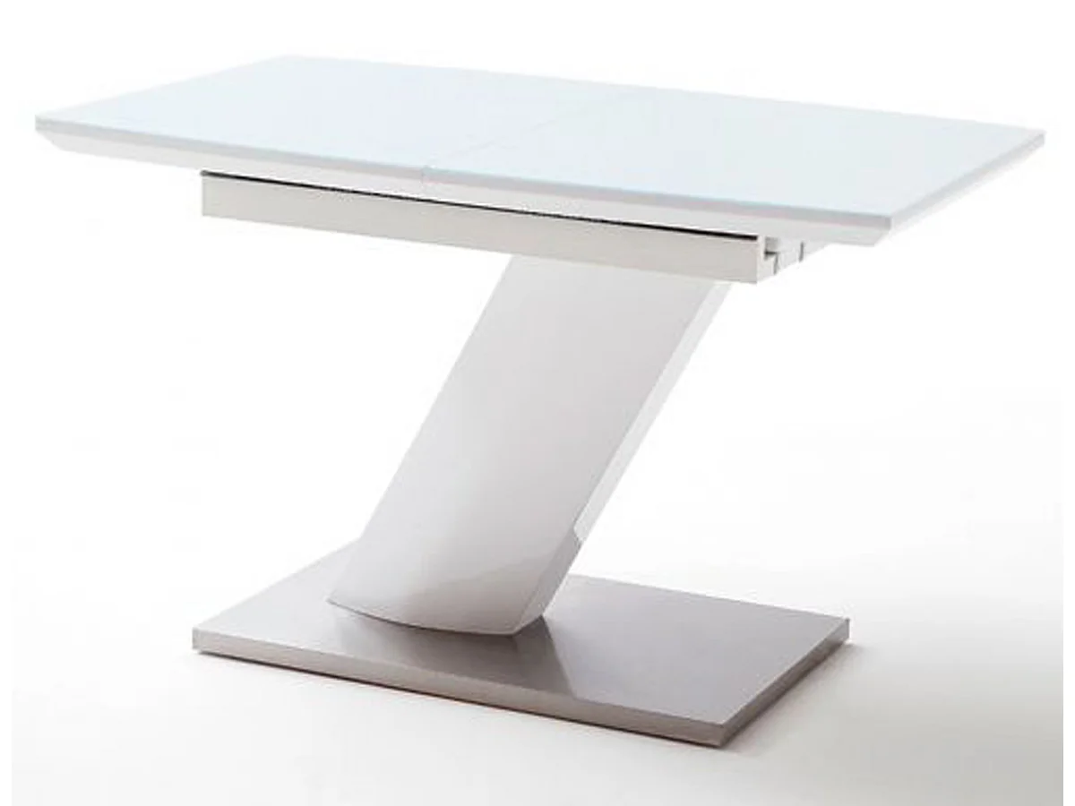 Table extensible design coloris blanc brillant - L.140-180 x H.76 x P.80 cm