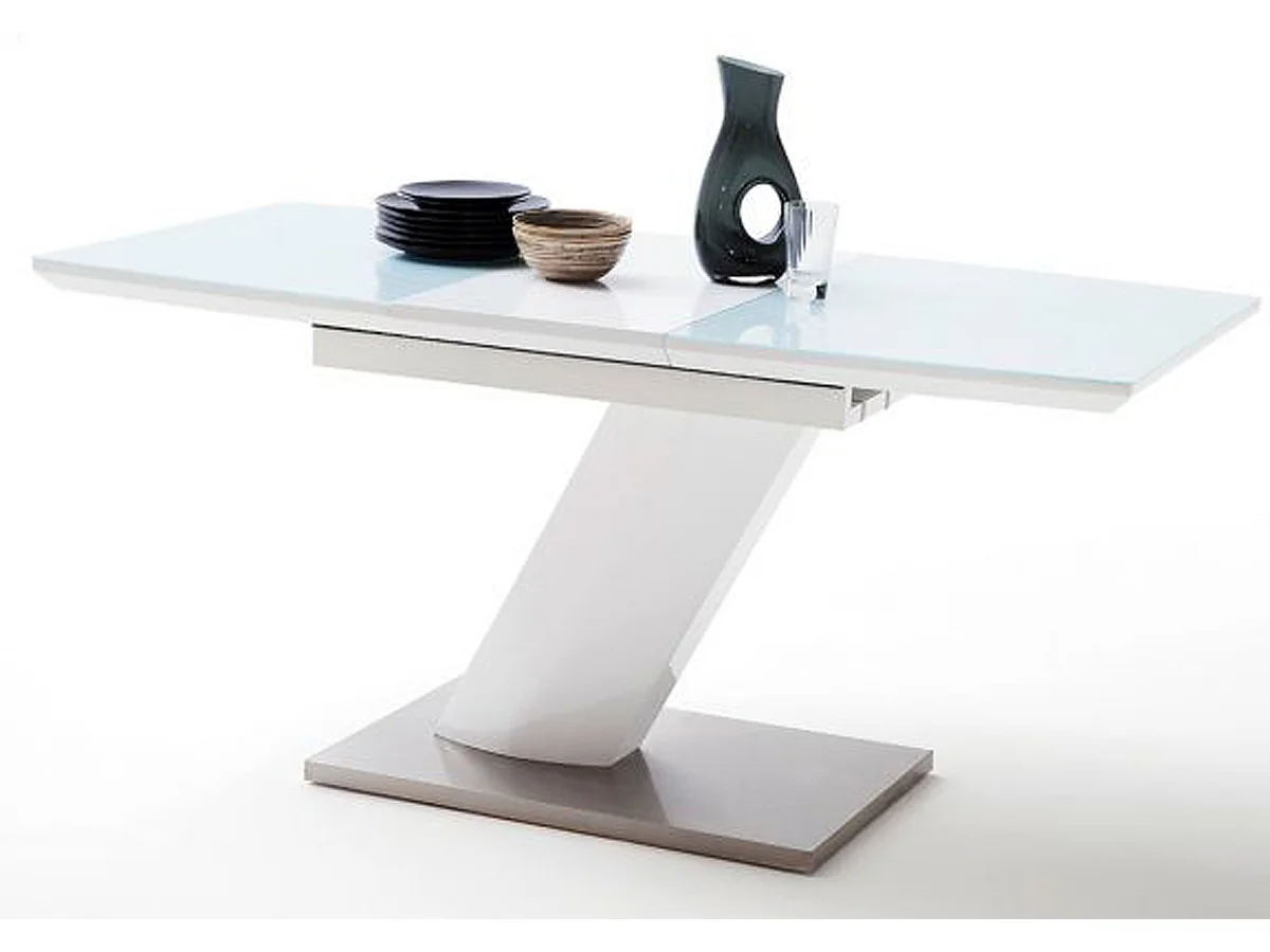 Table extensible design coloris blanc brillant - L.140-180 x H.76 x P.80 cm