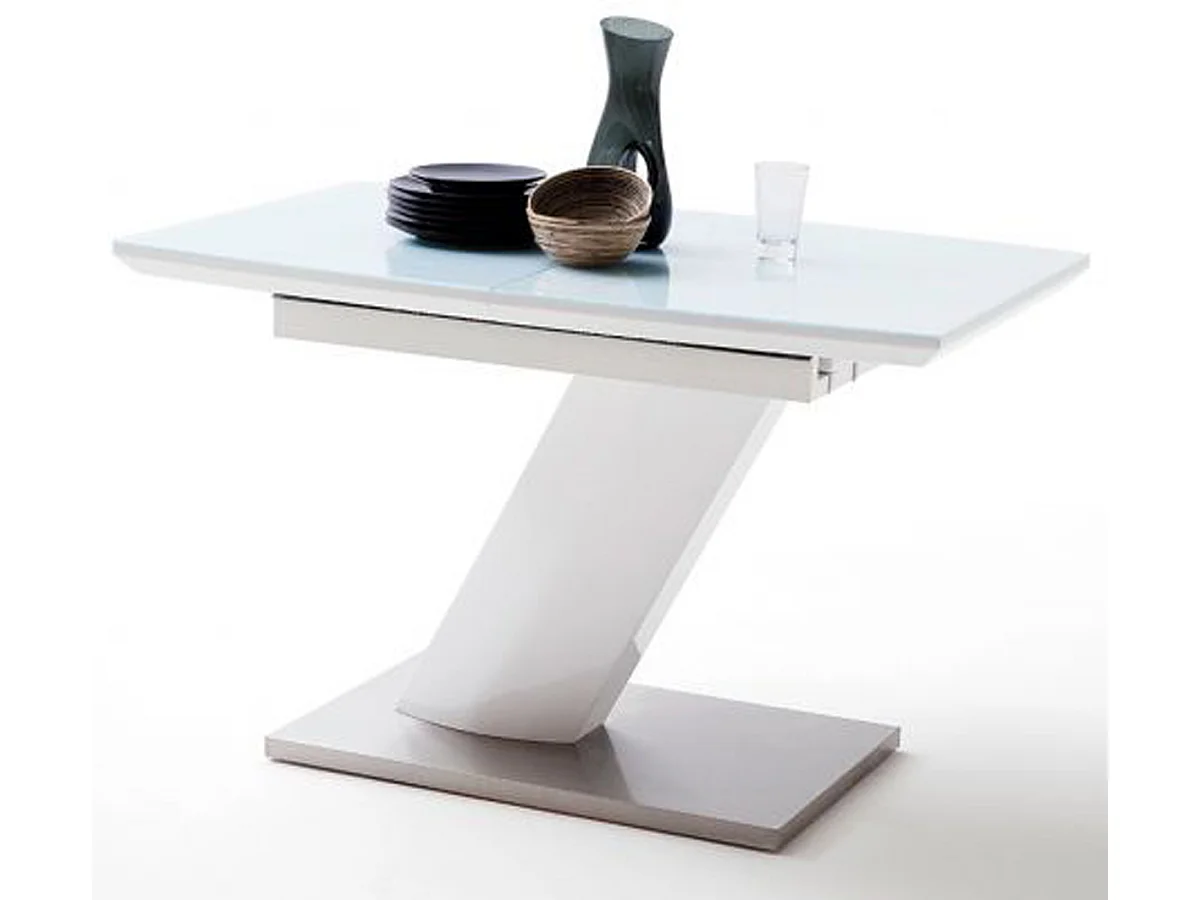 Table extensible design coloris blanc brillant - L.140-180 x H.76 x P.80 cm