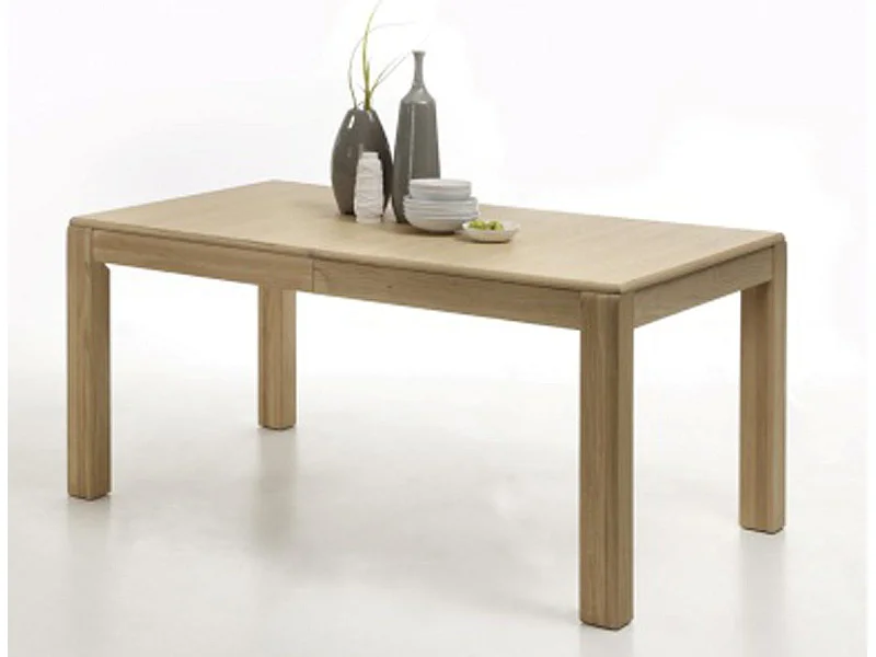 Table à manger extensible en chêne bianco huilé - 160 (260) x77x90 cm