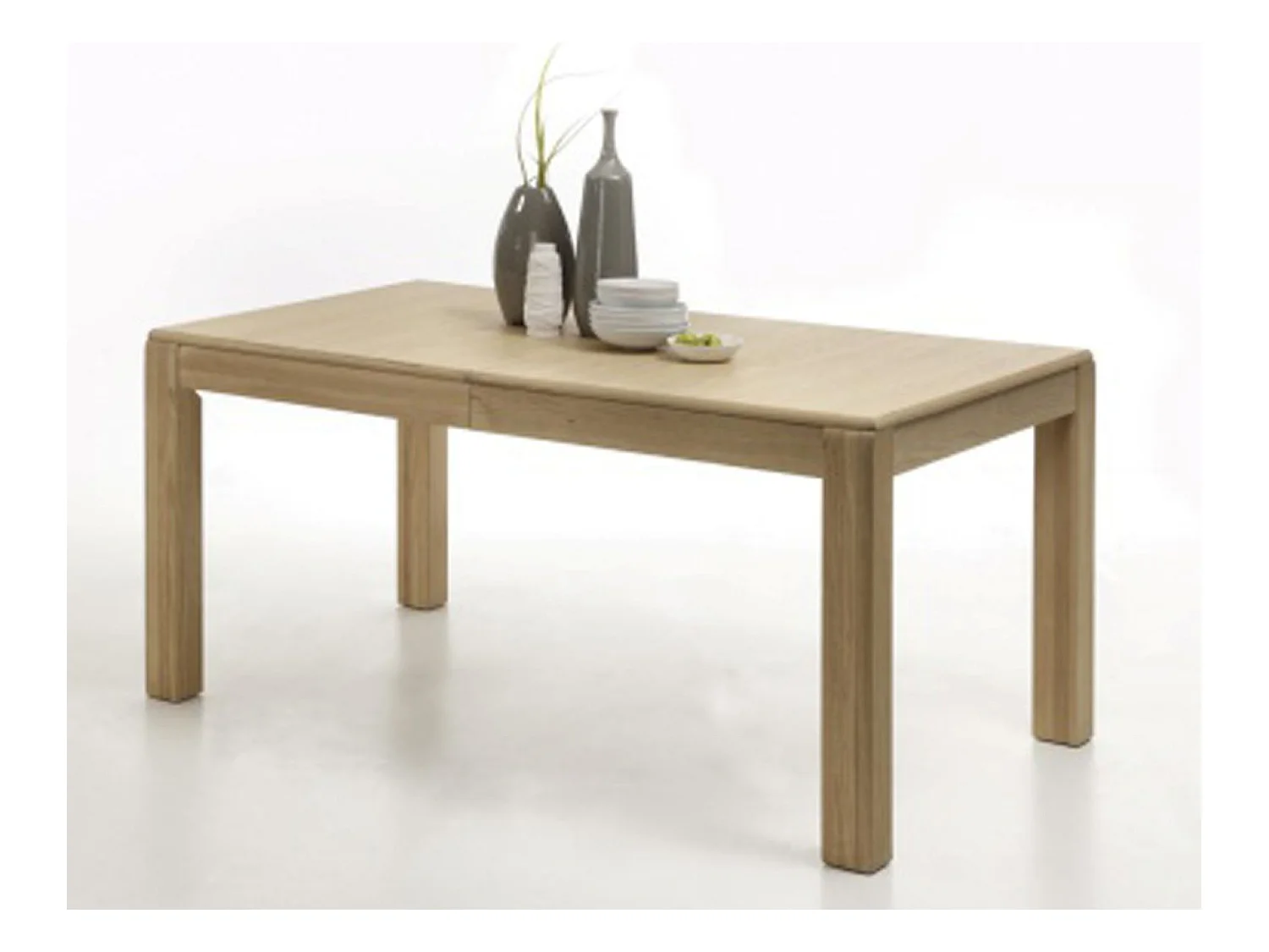 Table à manger extensible en chêne bianco huilé - 160 (260) x77x90 cm