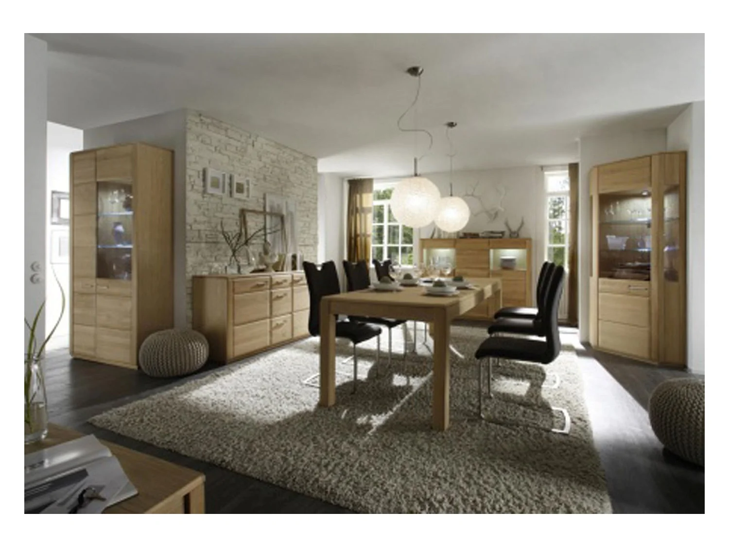 Table à manger extensible en chêne bianco huilé - 160 (260) x77x90 cm