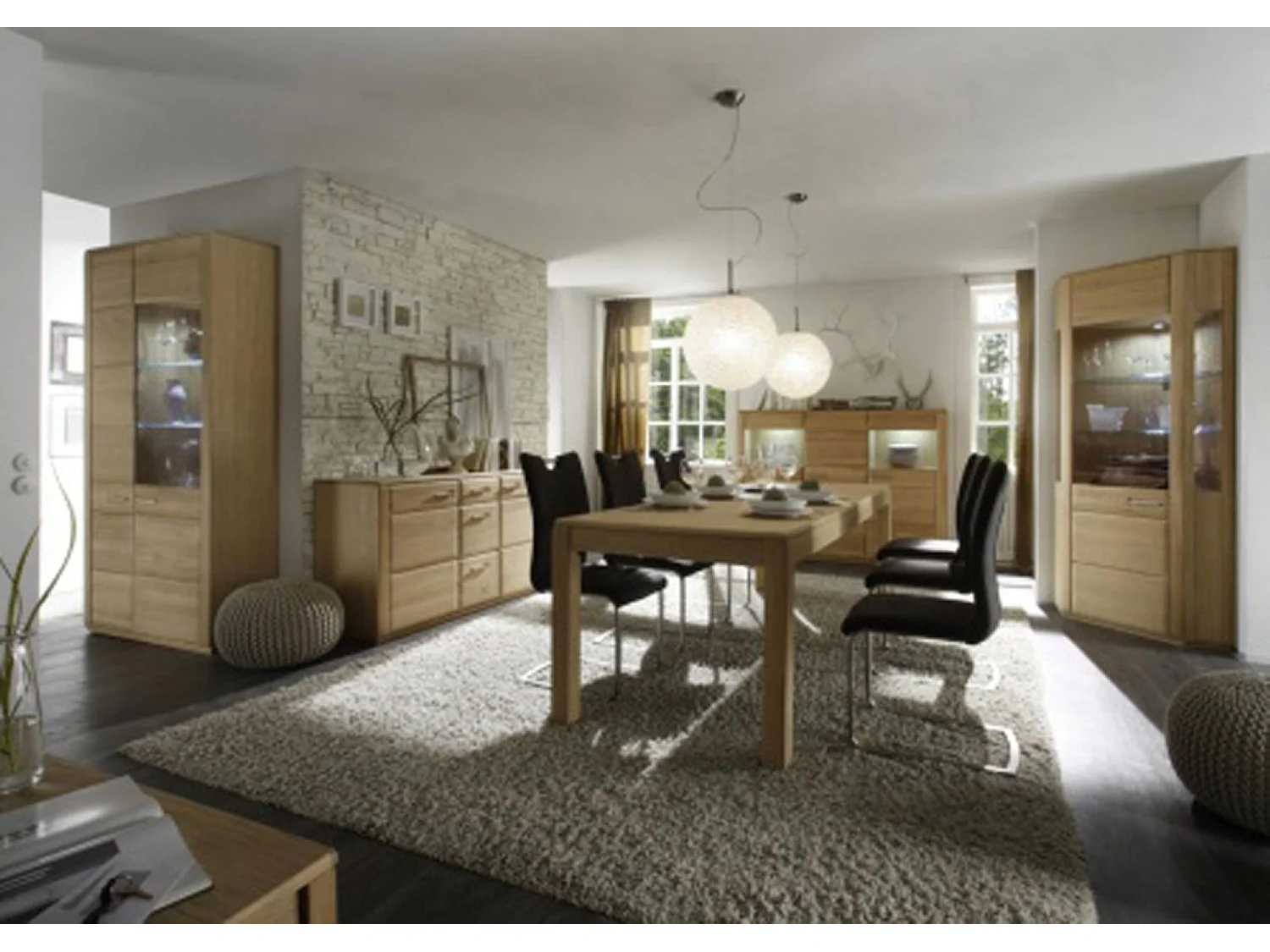 Table à manger extensible en chêne bianco huilé - 160 (260) x77x90 cm