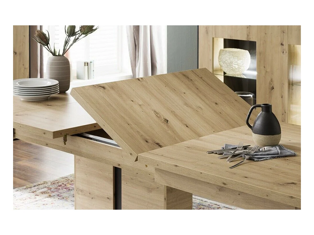 Table à manger extensible / table repas en bois coloris chêne sombre - L.180-280 x H.77 x P.100 cm