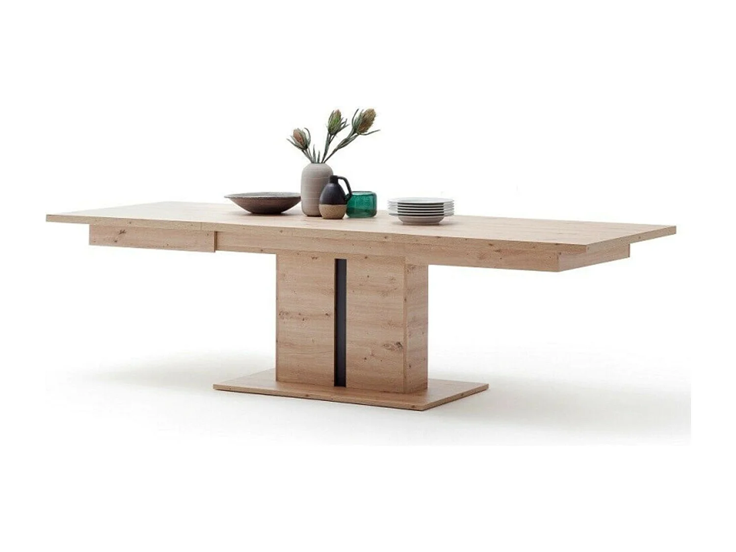 Table à manger extensible / table repas en bois coloris chêne sombre - L.180-280 x H.77 x P.100 cm