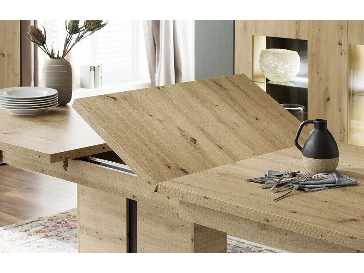 Table à manger extensible / table repas en bois coloris chêne sombre - L.180-280 x H.77 x P.100 cm