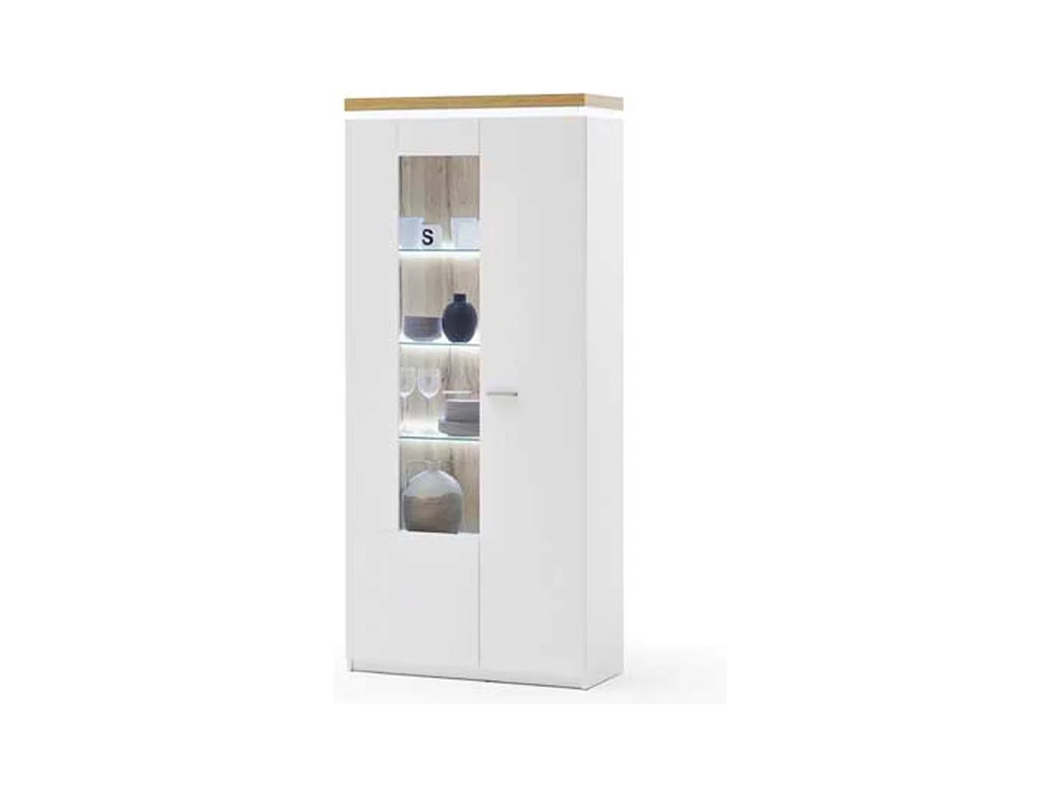 Vitrine / armoire coloris blanc avec LED - Longueur 88 x Hauteur 197 x Profondeur 38 cm
