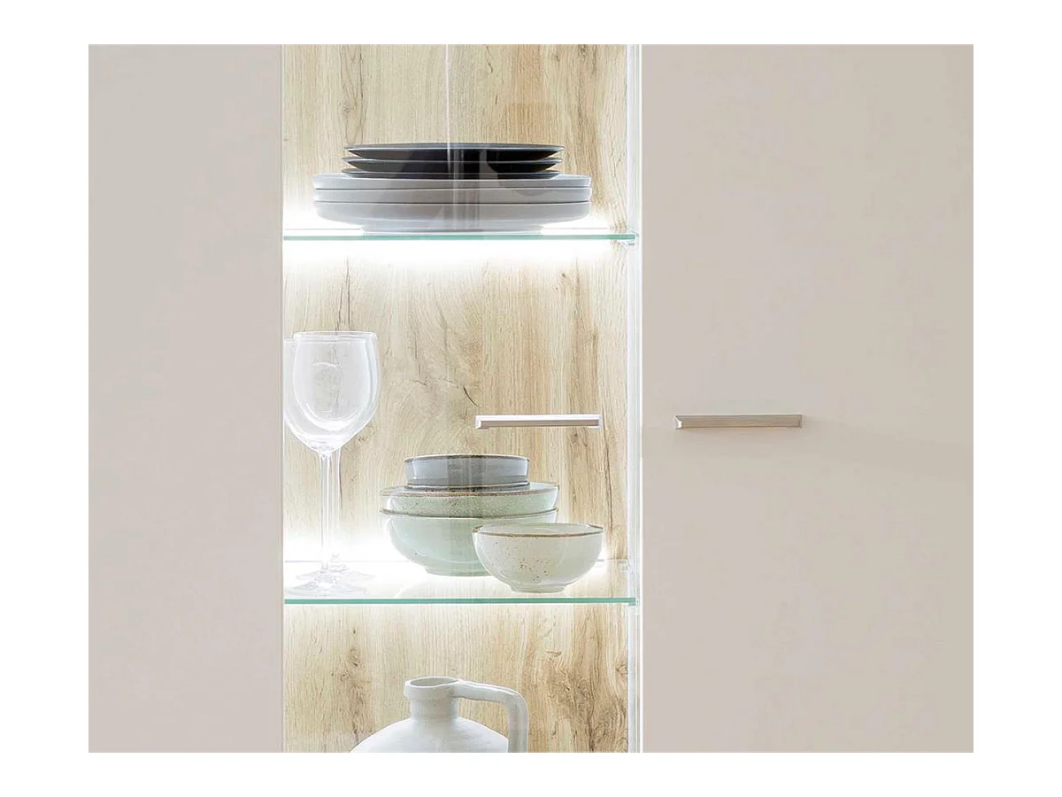 Vitrine / armoire coloris blanc avec LED - Longueur 88 x Hauteur 197 x Profondeur 38 cm