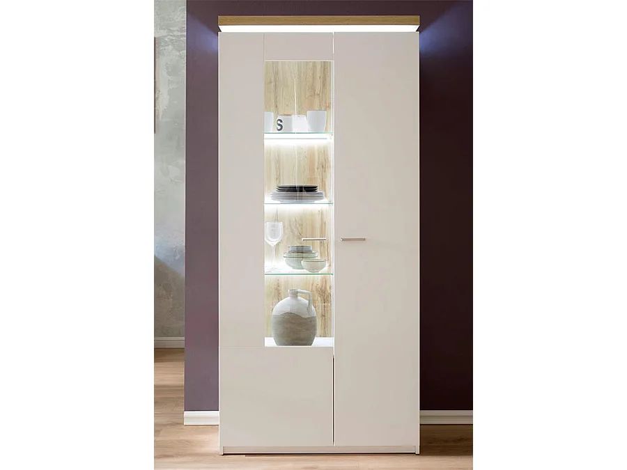 Vitrine / armoire coloris blanc avec LED - Longueur 88 x Hauteur 197 x Profondeur 38 cm