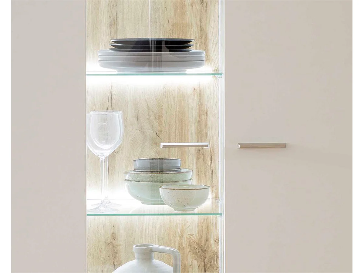 Vitrine / armoire coloris blanc avec LED - Longueur 88 x Hauteur 197 x Profondeur 38 cm