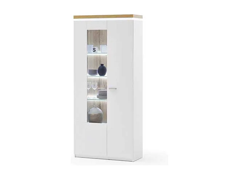 Vitrine / armoire coloris blanc avec LED - Longueur 88 x Hauteur 197 x Profondeur 38 cm