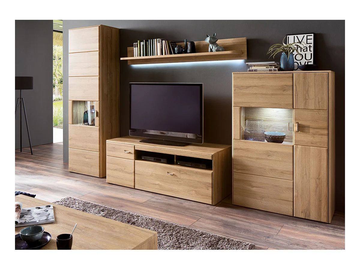 Vitrine coloris chêne Grandson - Longueur 63 x Hauteur 208 x Profondeur 39 cm