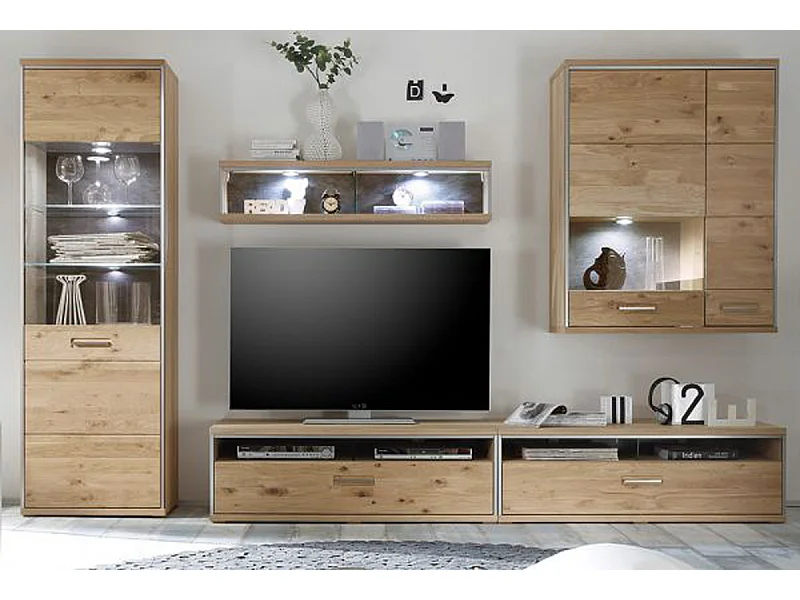 Ensemble séjour 4 élèments, coloris chêne noueux blanchi