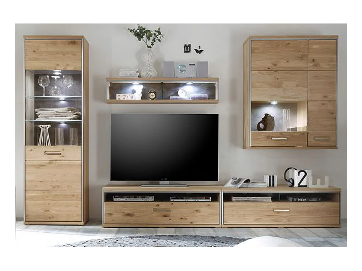 Ensemble séjour 4 élèments, coloris chêne noueux blanchi