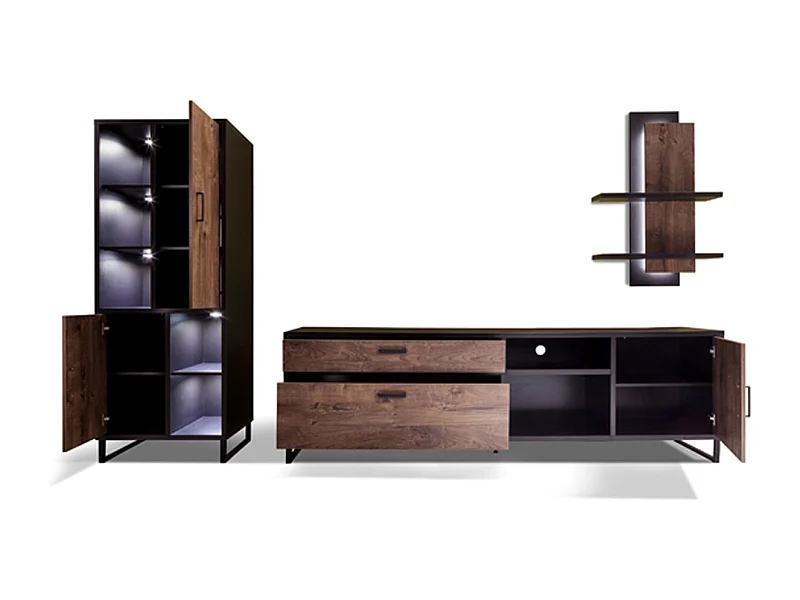 Ensemble de séjour de 3 élèments coloris chêne barrique