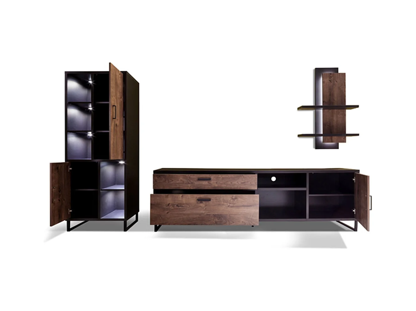 Ensemble de séjour de 3 élèments coloris chêne barrique