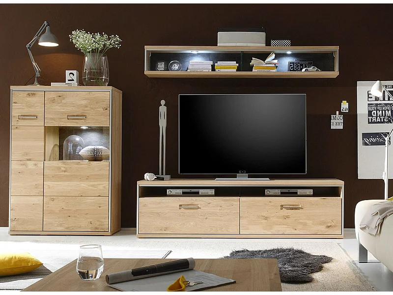 Ensemble séjour 3 élèments en chêne noueux blanchi