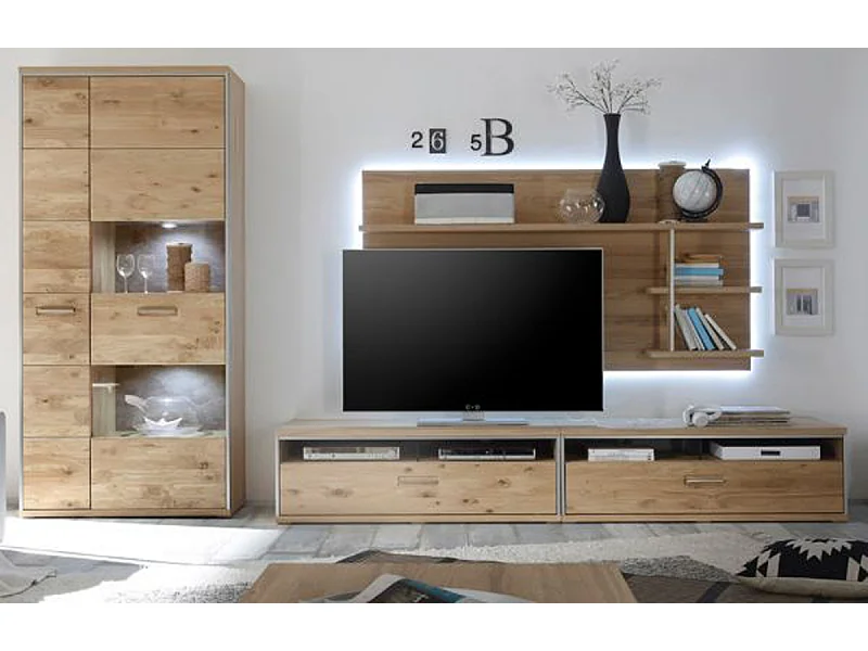 Ensemble séjour 4 élèments coloris chêne noueux blanchi