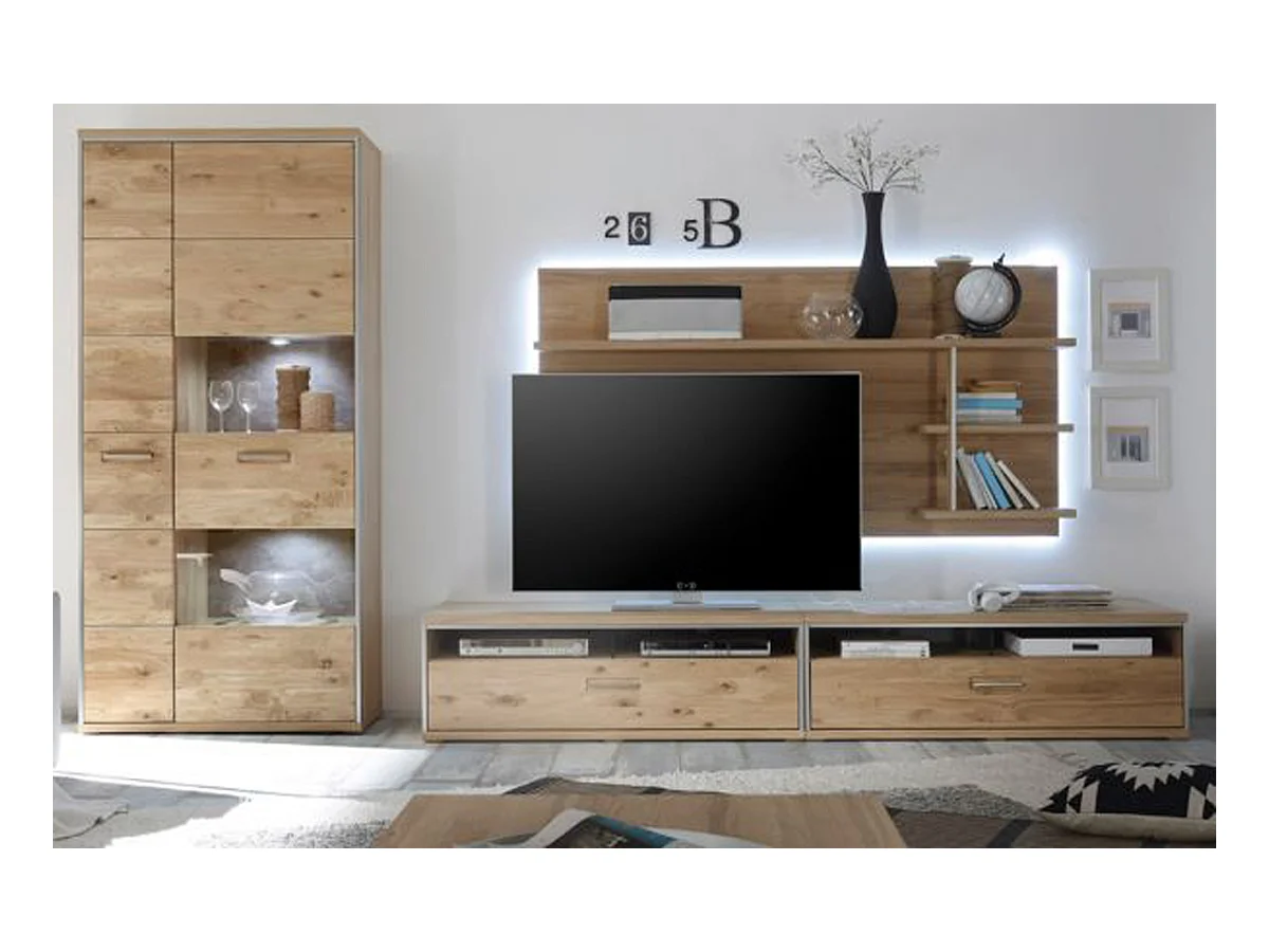 Ensemble séjour 4 élèments coloris chêne noueux blanchi