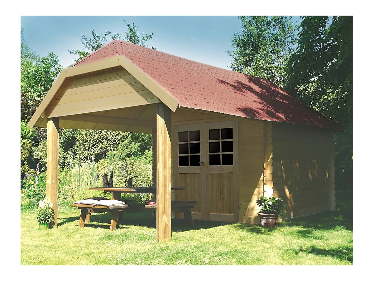 Abri jardin "Cork" - 8.88 m² - 2.98 x 2.65 x 3.09 m - 28 mm