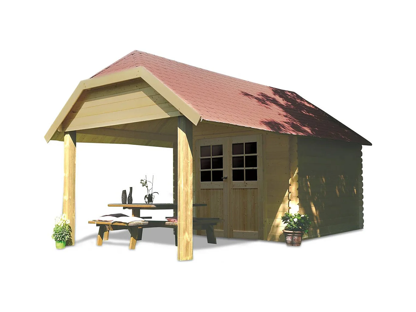 Abri jardin "Cork" - 8.88 m² - 2.98 x 2.65 x 3.09 m - 28 mm